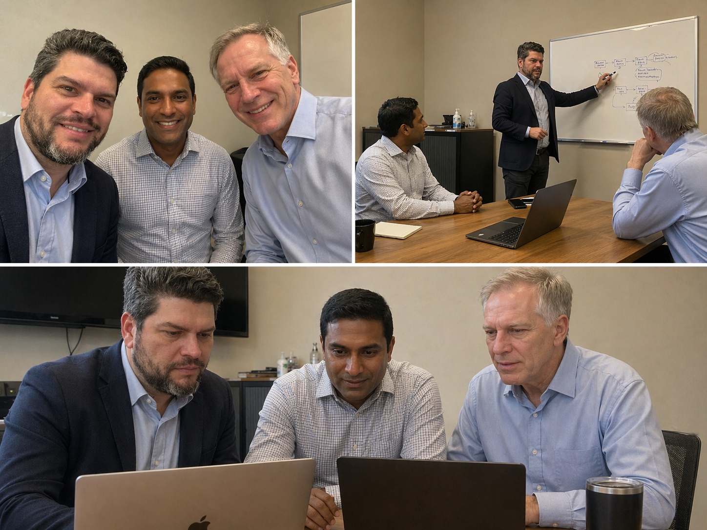 Alex, Raj and Michael — the three founders of Orquestria